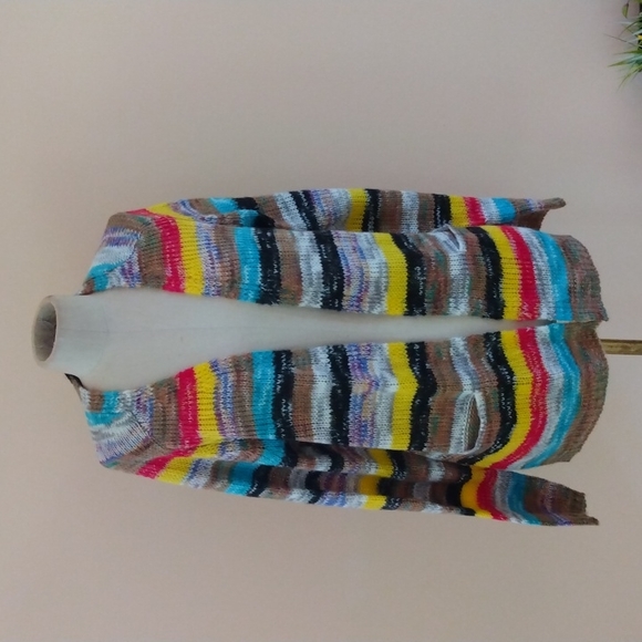 Noracora Sweaters - Noracora  Colorful Open Front Knit Sweater.